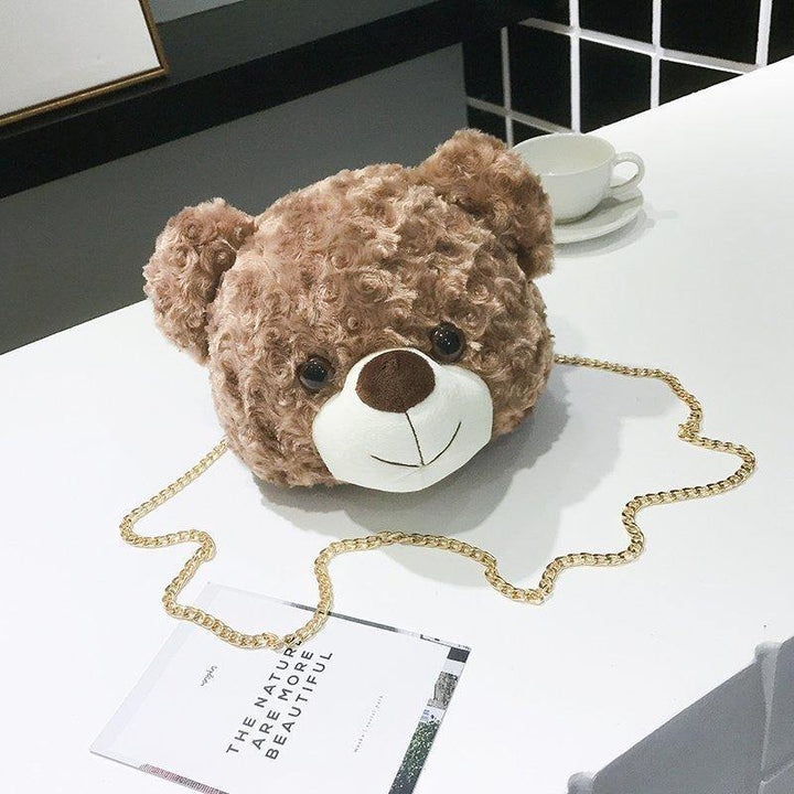 Teddy Bear Head Plush Shoulder Diagonal Bag - MRSLM