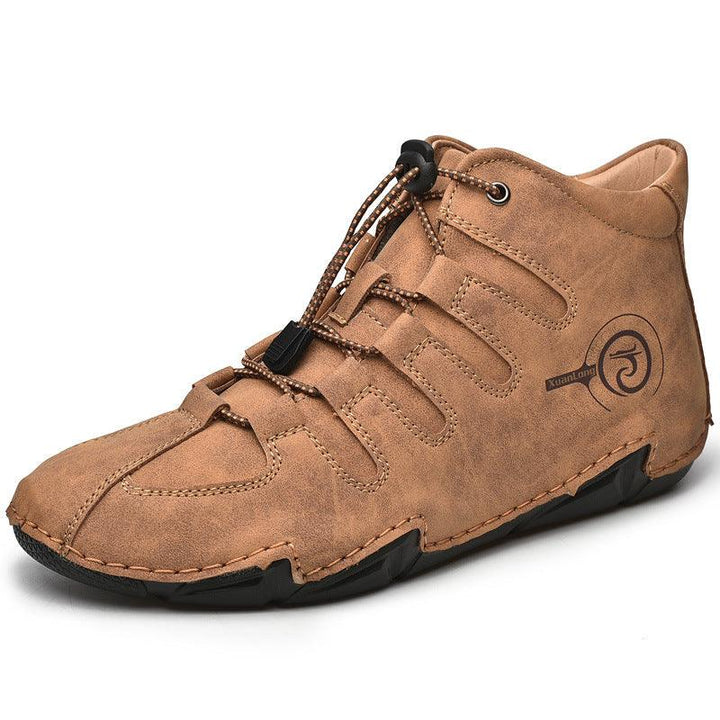 Warm Plush Outdoor Large Size Men's Leather Boots - MRSLM