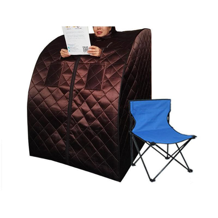 iBeauty Portable Far Infrared Sauna Room with Folding Chair Bathroom Furniture (Silver) - MRSLM