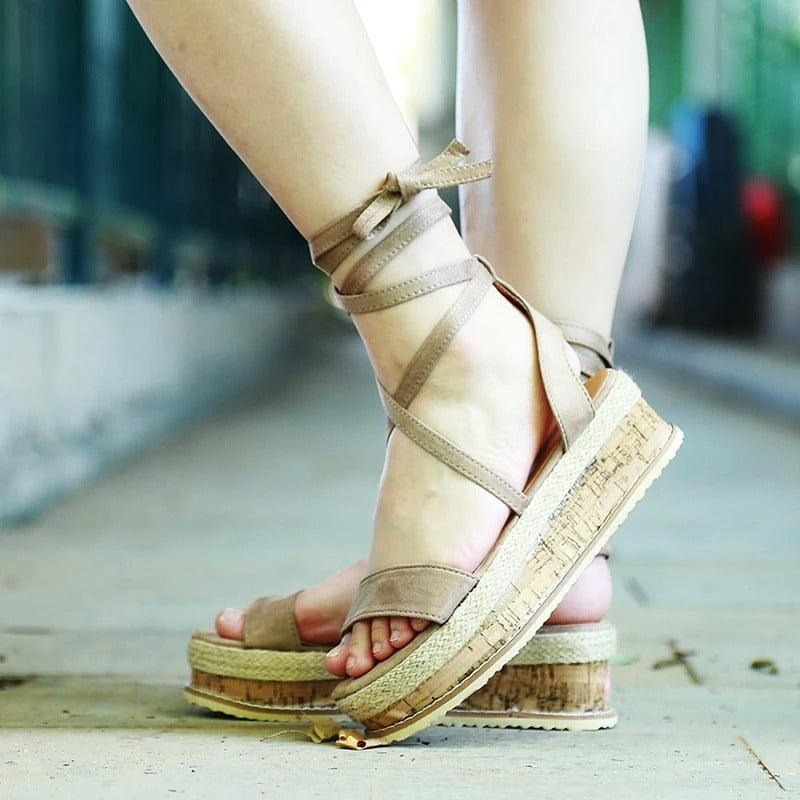 Women's open-toed sandals with cross straps - MRSLM