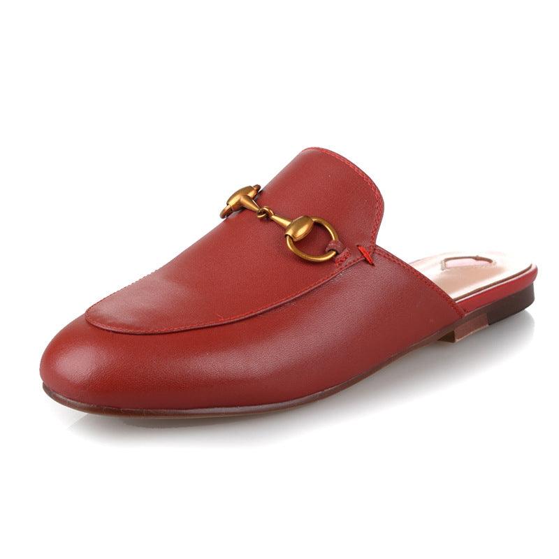 European and American leather round head classic flat shoes - MRSLM