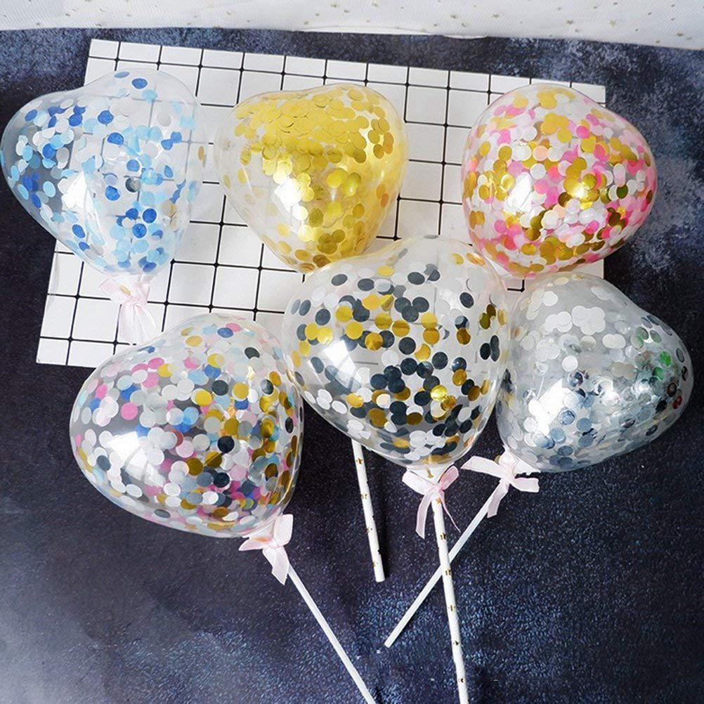 Transparent Confetti Balloon Cake Topper Decoration Party Supplies - MRSLM