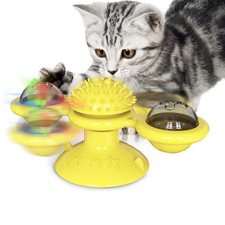 Soft Silicone Cat Toy Turntable Teasing Pet Toy Funny Interactive Massage Scratching Tickle Toy With Suction Cup - MRSLM