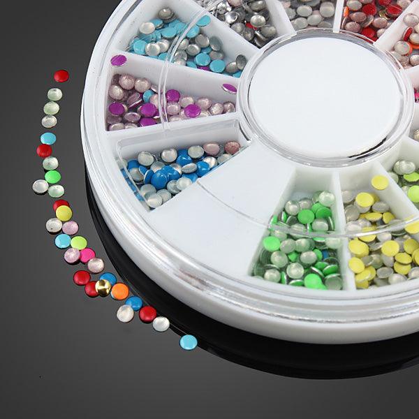 2mm Fluorescence Color Round Metal Stud DIY Nail Art Decoration Wheel - MRSLM