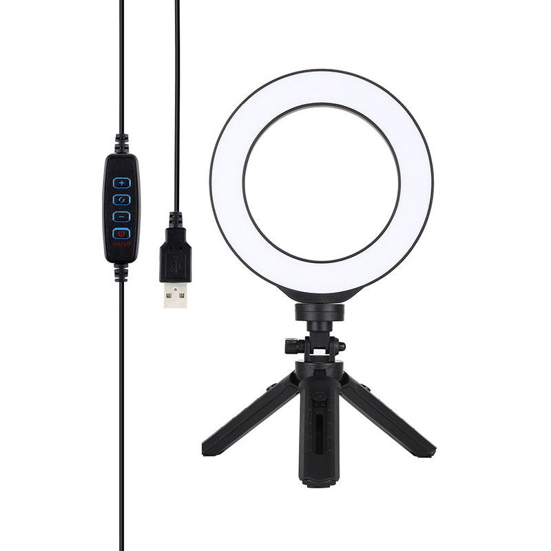 PULUZ PKT3059B 6.2 inch 6500K-3200K LED Ring Light for Tik Tok Youtube Live Streaming Vlogging Selfie 3 Modes Dimmable Lamp with 16.5 cm Tripod - MRSLM