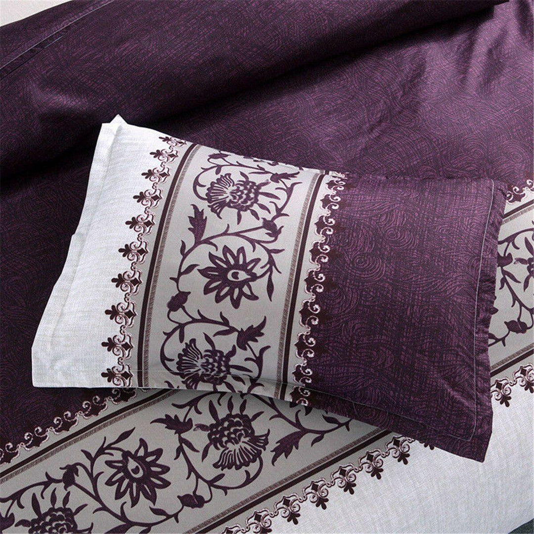 Floral Violet Reversible Duvet Cover Pillowcase Bedding Sets Queen King Size - MRSLM