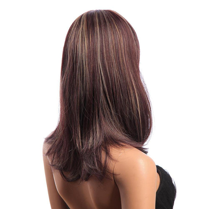 16 Inch Medium Long Natural Straight Synthetic Hair Wigs KANEKALON Full Bang - MRSLM