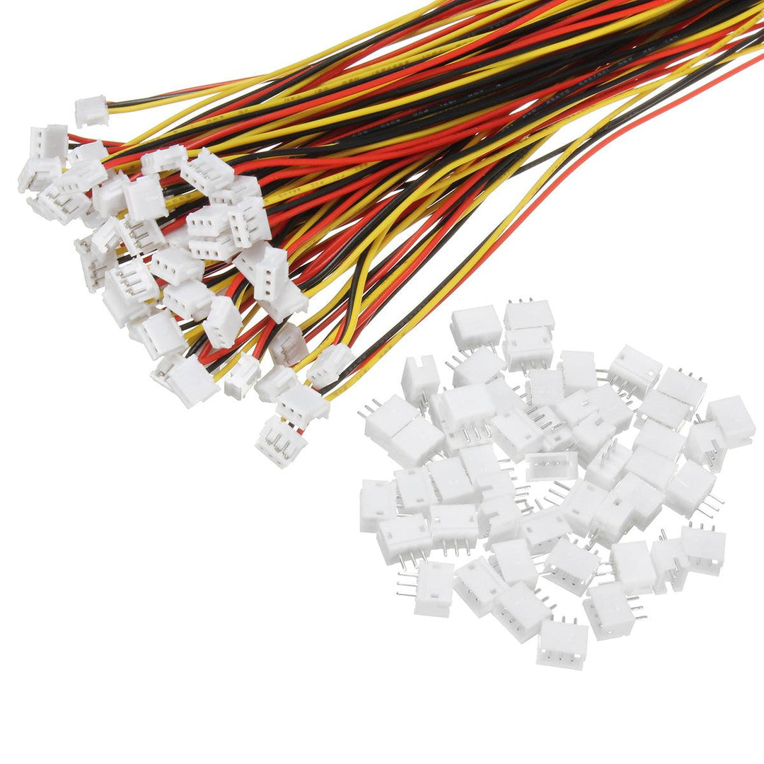 Excellway® 100Pcs Mini Micro ZH 1.5mm 3-Pin JST Connector Plug With Wires Cables 15cm - MRSLM