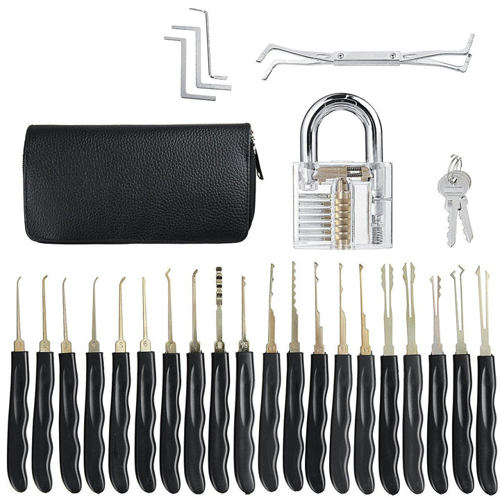 15Pcs/24Pcs Lock Unlocking Picking Tool Set With 3 Transparent Practice Training Lock - MRSLM