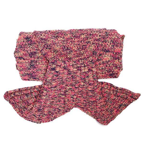 180X90CM 2 Color Yarn Knitting Mermaid Tail Blanket Air Conditioning Blanket Bed Mat Sleep Bag - MRSLM