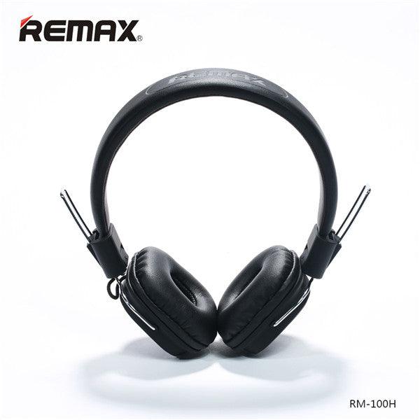 REMAX RM-100H Retractable PU Wired Control Headset Earphone Headphone With Mic (Black) - MRSLM