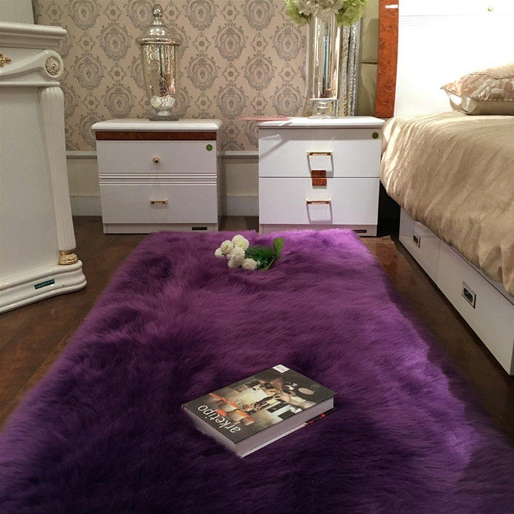 90x60cm Faux Wool Plush Rug Soft Shaggy Carpet Home Floor Area Mat Decoration - MRSLM