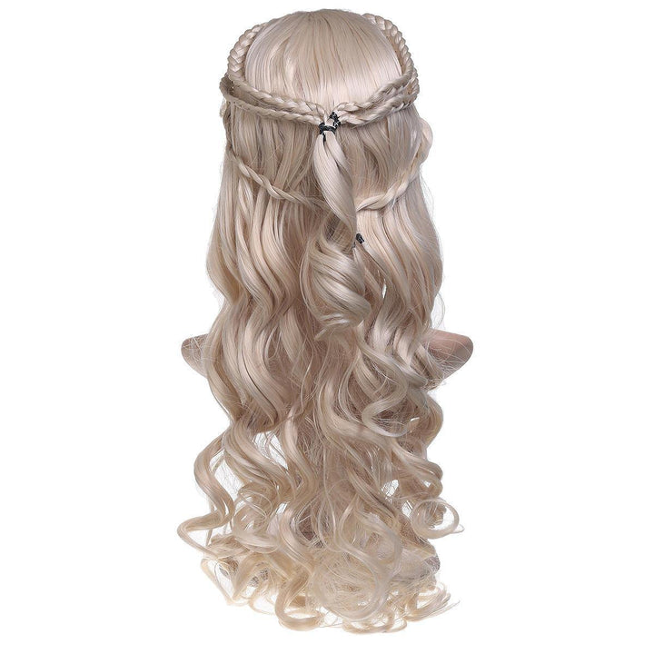 24'' Women Natural Wavy Lace Front Wig Girls Golden Blonde Curly Synthetic Hair - MRSLM