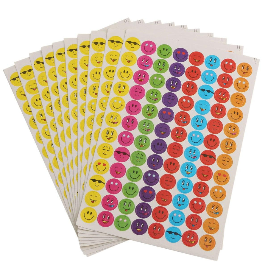 10 Sheets Smile Face Mixed Color Stickers School Teacher Kids Gift Students Rewards Well Done Decor Sticker - MRSLM