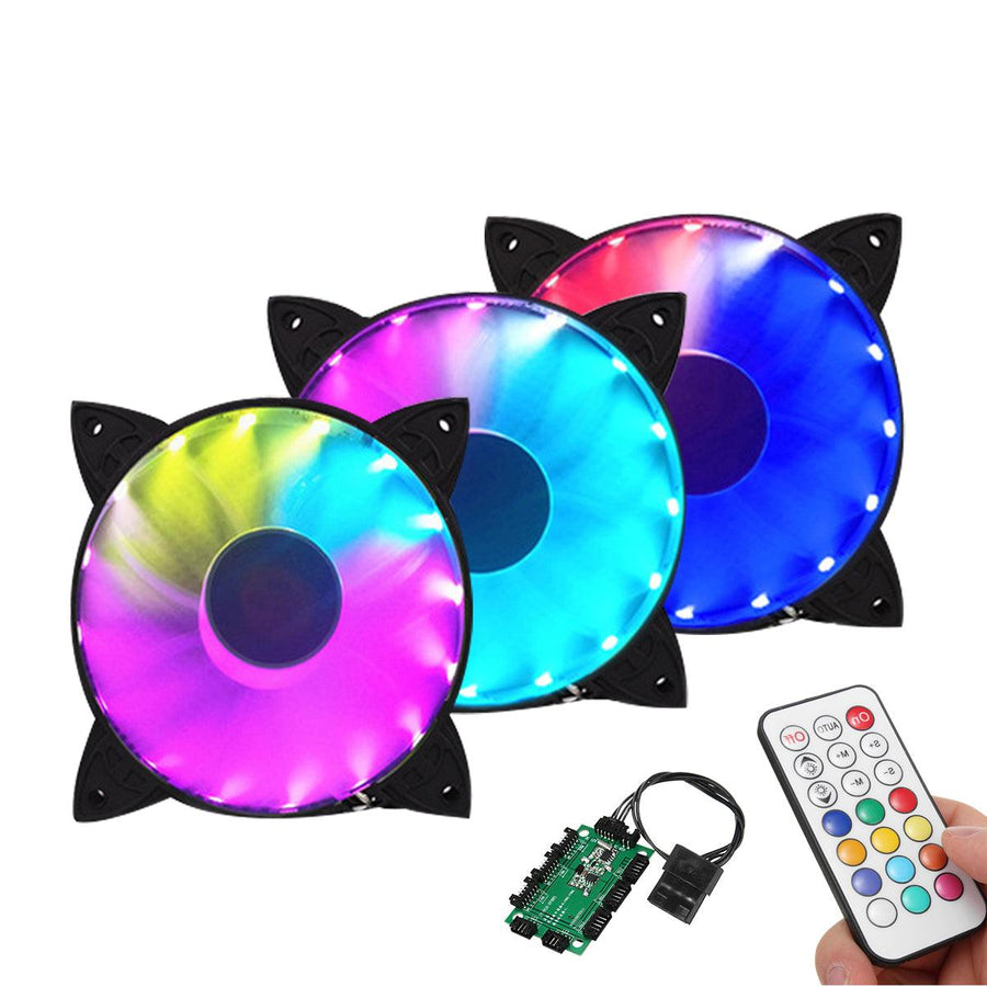 Coolmoon 30000Hrs 3PCS 120mm RGB Adjustable LED Cooling Fan with Controller Remote For PC Cooling - MRSLM