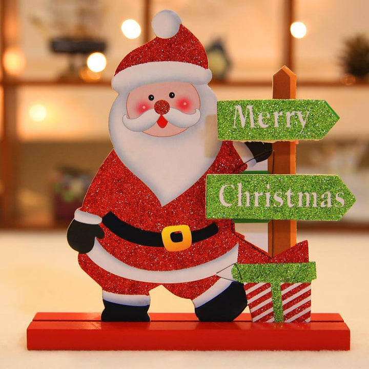 Christmas 2017 Table Decoration Wood Christmas Snowman Santa Claus Elk Ornament Decor Crafts - MRSLM