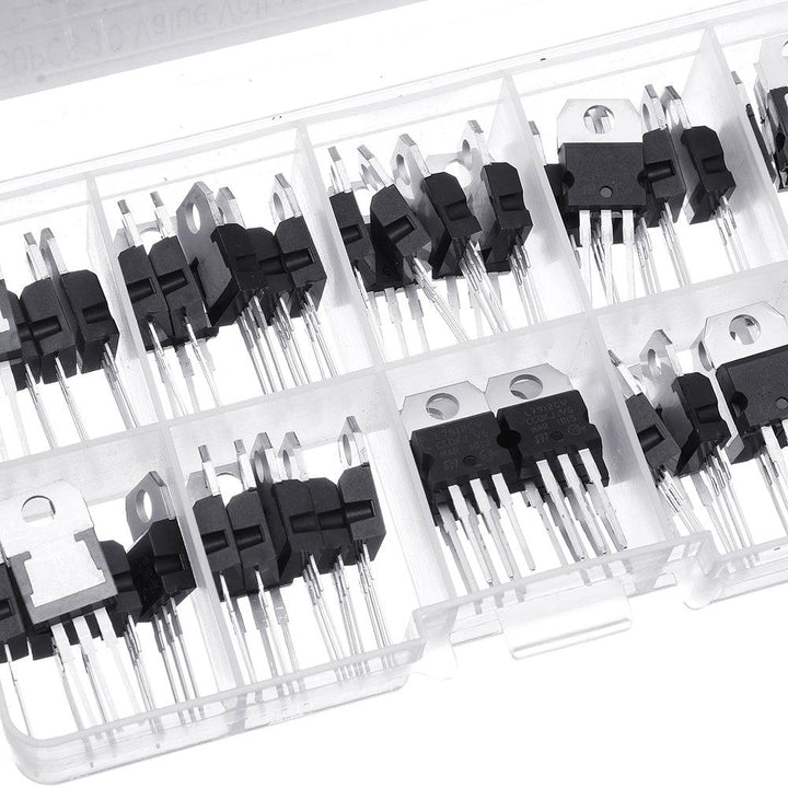 60pcs 10 Values TO-220 Voltage Regulator Transistor Triode Kit L7805 L7806 L7809 L7812 L7815 L7824 L7905 L7912 L7915 LM317 with Box - MRSLM