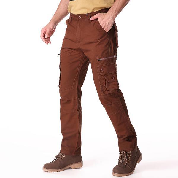 Casual Solid Color Fashion Multi Pockets Long Trousers - MRSLM