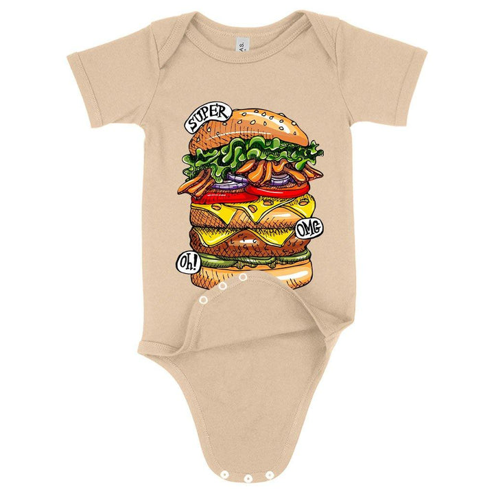 Baby Jersey Burger Onesie - Cool Food Onesies - MRSLM