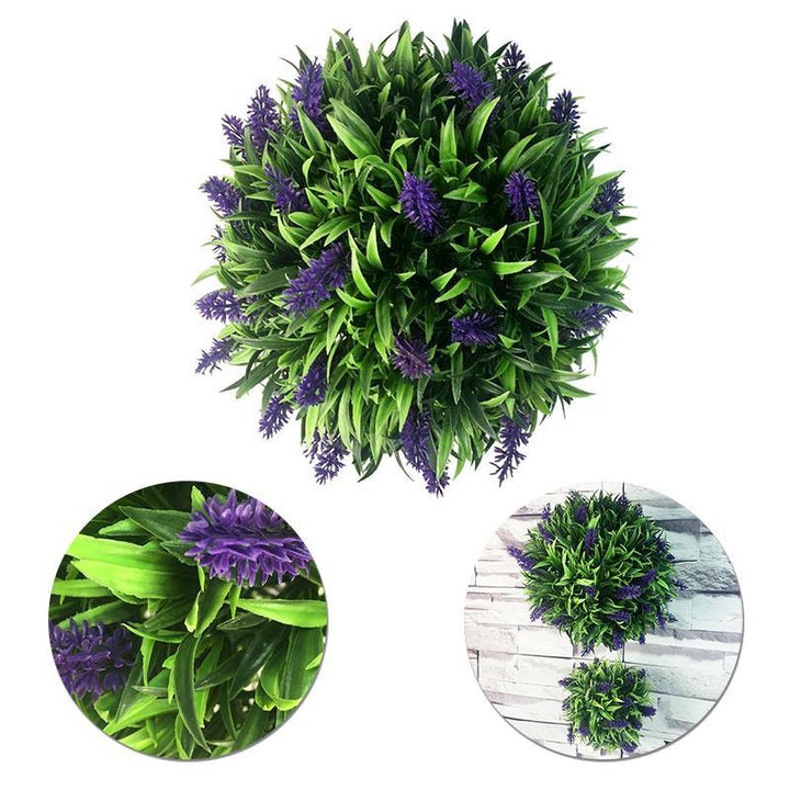 Artificial Lavender Long Leaf Topiary Flower Ball Hanging Basket Plant Garden Home Decor - MRSLM