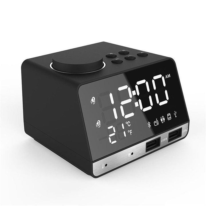 Dual Alarm Clock Dual Units Wireless bluetooth Bass Speaker LED Display FM Radio USB Port Speaker - MRSLM