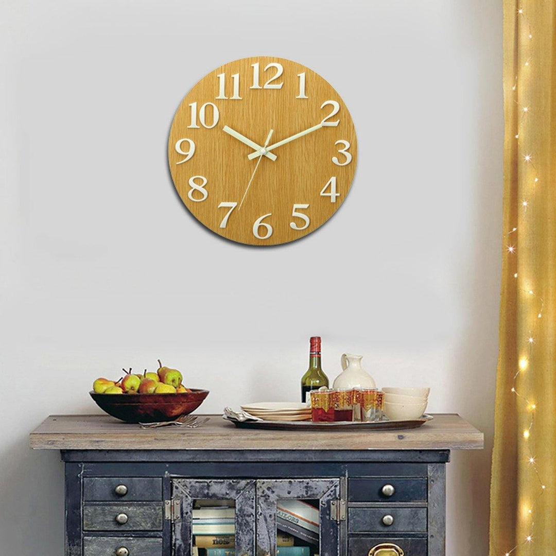 Wall Clock Glow In The Dark Silent Quartz Indoor Living Room Bedroom Luminous - MRSLM