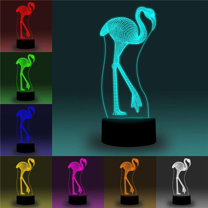 3D LED Illusion Dinosaur/Flamingo/Car/Plane/Opera House/Statue of Liberty Shape USB 7 Color Table Night Light Lamp APP Control Child Gift - MRSLM