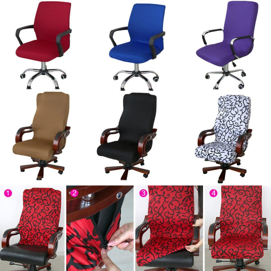 S/M/L Office Computer Chair Cover Side Zipper Design Arm Chair Cover Recouvre Chaise Stretch Rotating Lift Chair Cover - MRSLM