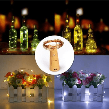 Battery Powered 15LEDs Cork Shaped Wine Bottle Night Fairy String Light for Christmas Party - MRSLM