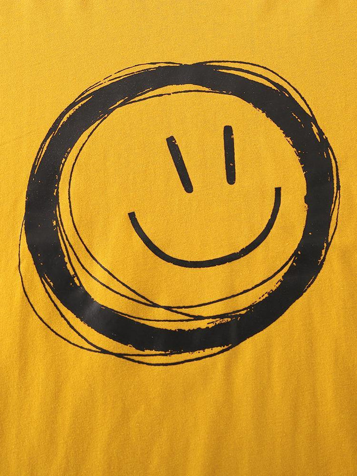 Men Graffiti Smile Crew Neck Short Sleeve Casual T-Shirts - MRSLM