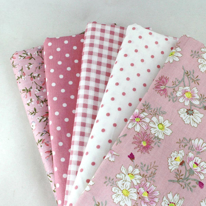 Dollhouse Sewing 5 Pink Assorted Pre Cut Charm 10" Squares Quilt Cotton Cloth Fabric Craft - MRSLM