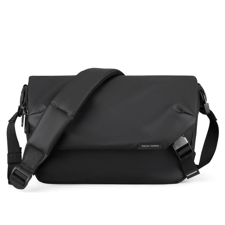 MARK RYDEN MR8109 Single Inclined Laptop Shoulder Bag Men's Multilayer Oxford Waterproof Multifunctional Postman Bag for Student (Black) - MRSLM