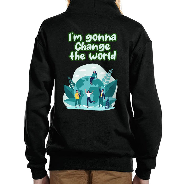 Change the World Kids' Full-Zip Hoodie - Motivational Quotes Hooded Sweatshirt - Illustration Kids' Hoodie - MRSLM