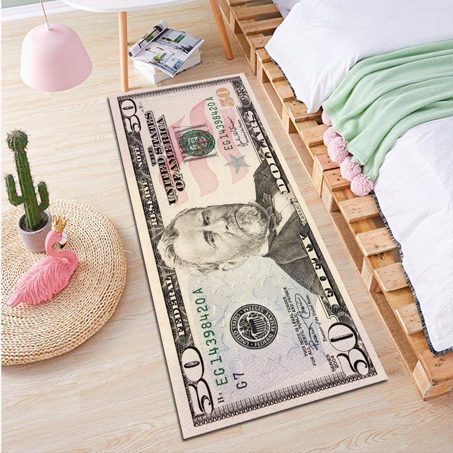 Rectangle Banknote Money Dollar Area Rug Non-Slip Carpet - MRSLM