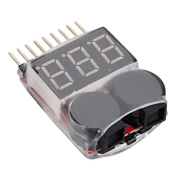 Battery Voltage Meter Tester Battery Monitor Buzzer Alarm For 1S-8S Lipo Battery - MRSLM