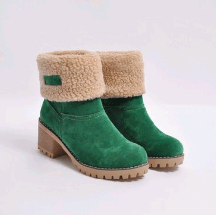 Mid-Tube Thick Heel Suede Snow Boots - MRSLM