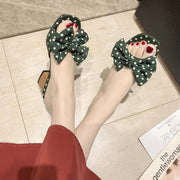 women's bow mid-heel slippers - MRSLM