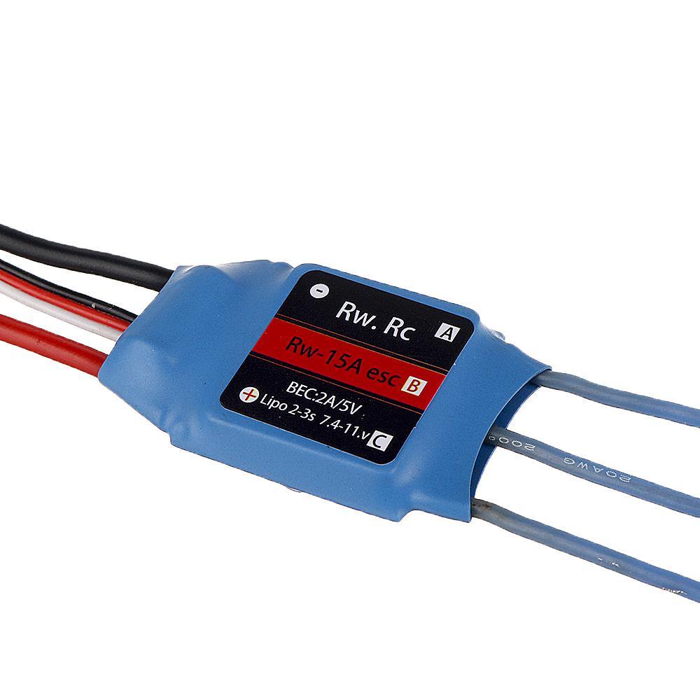 RW.RC 15A RC Brushless ESC with 5V2A BEC Support 2S-3S for RC Models Fixed Wing Airplane Drone - MRSLM
