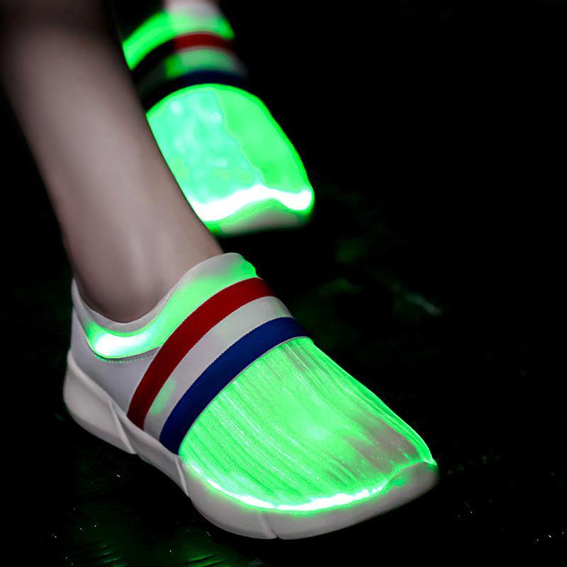 Fiber Optic LED Shoes USB Recharge Glowing Sneakers Man Llight Up Shoes - MRSLM