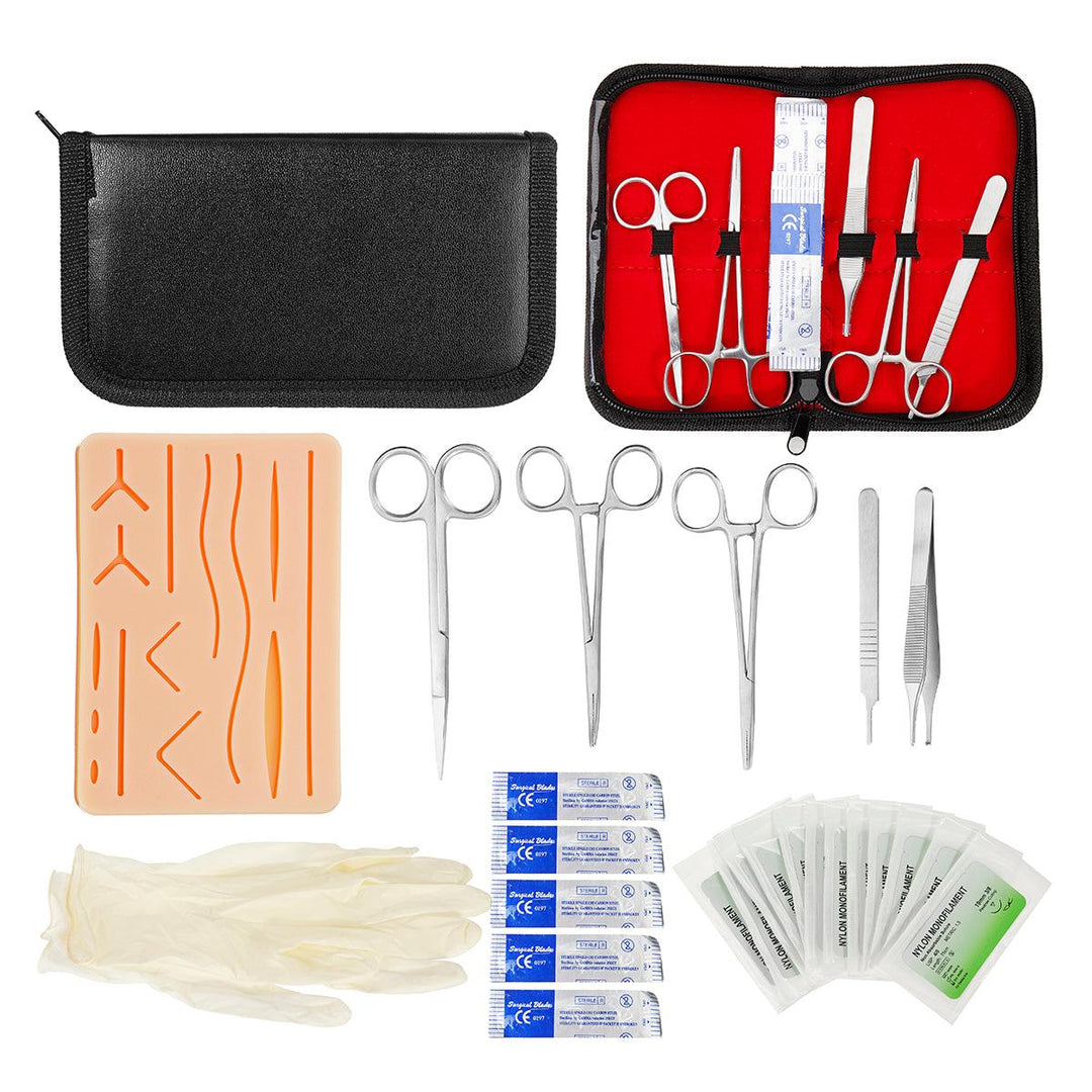 25 In 1 Skin Suture Surgical Training Kit Silicone Pad Needle Scissors Tools Kit - MRSLM
