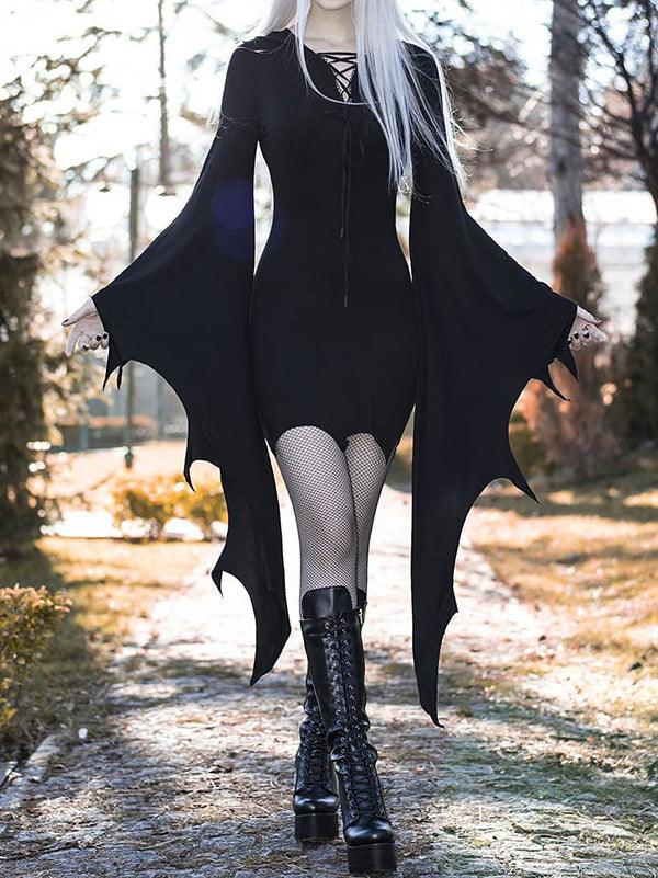 Women Gothic Vintage Slim Hooded Nienna Dress - MRSLM