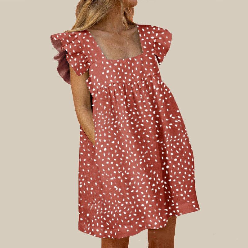 Flirty Ruffled Mini Dress with Square Neckline - MRSLM