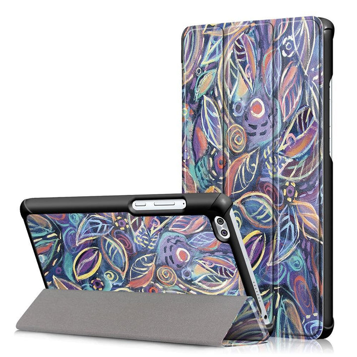 Tri Fold Colourful leaf Case Cover For 8 Inch Huawei Honor Waterplay Tablet - MRSLM