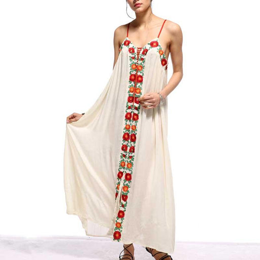 colorful flower embroidery long skirt - MRSLM