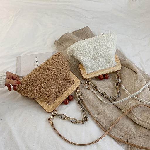 fluffy plush shoulder bag for women - MRSLM