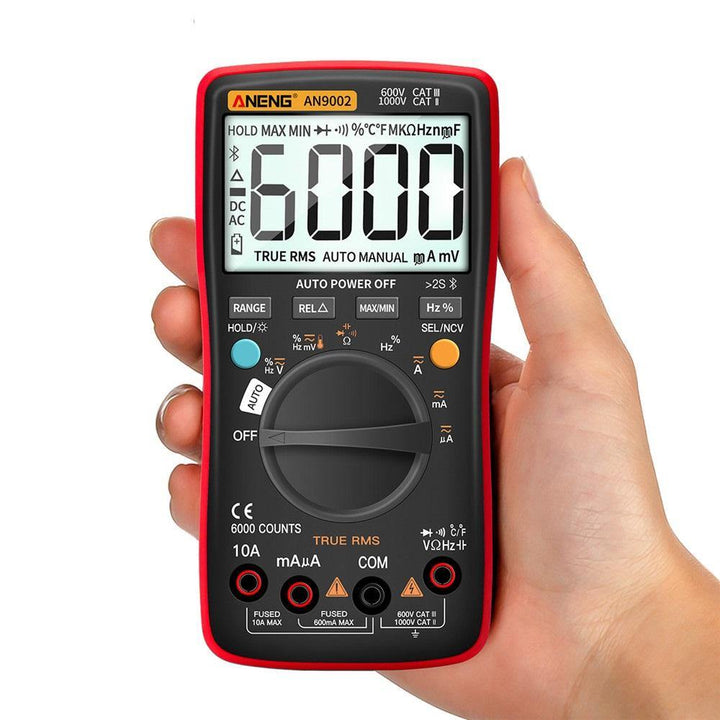 ANENG AN9002 Digital bluetooth True RMS Multimeter 6000 Counts Professional Auto Multimetro AC/DC Current Voltage Tester - Red - MRSLM