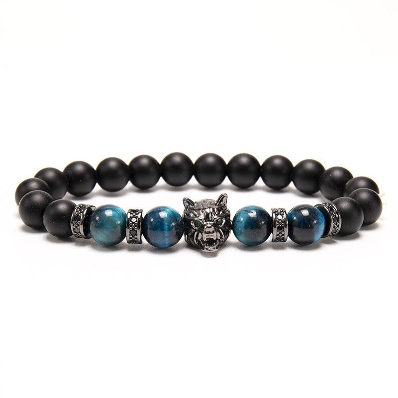 New Simple Style Domineering Wolf Head Bracelet Copper Micro-inlaid Men - MRSLM