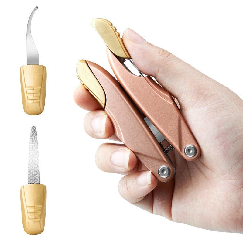 Anself Nail Clippers 3 in 1 Professional Portable Stainless Steel Fold Nail Toenail Nippers for Thick and Ingrown Toenails - MRSLM