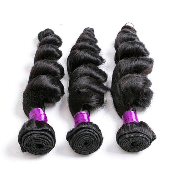 1 Bundle Brazilian Loose Wave Virgin Hair Weave Natural Black Human Hair Extensions - MRSLM