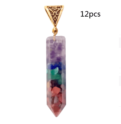 seven chakra crystal hexagon necklace, view 2 - MRSLM